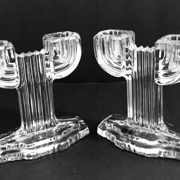 Vintage Set of 2 Double Cactus Candles-Holders Manhattan